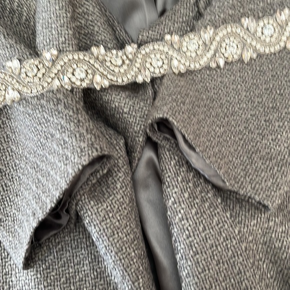 Reformation long grey swing full length dress coat with full lining in satin - Picture 13 of 14